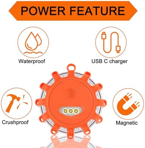 AK LED Road Flares Rechargeable Safety Flashing Warning Light Roadside - Image 6