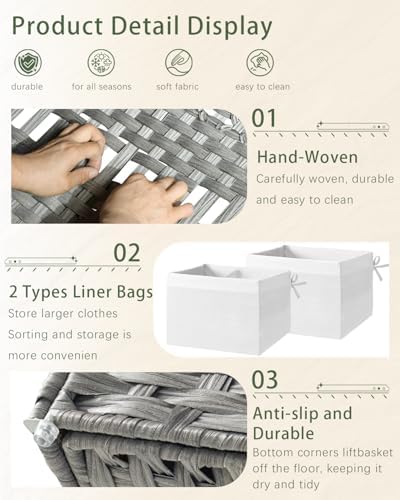 SETVSON Storage Basket with Lid Wicker Baskets - Image 5