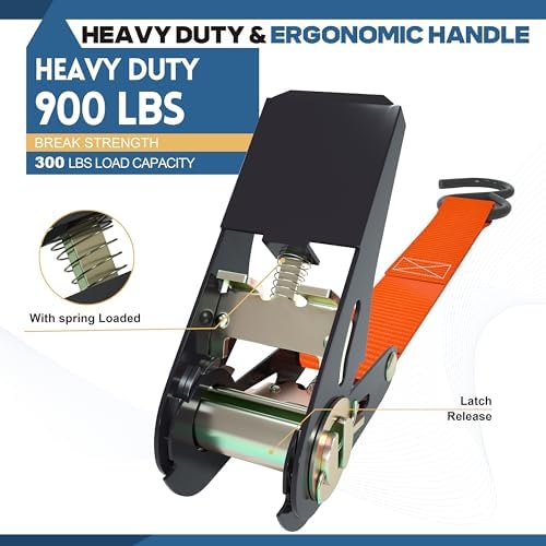 Ratchet Straps, Ratchet Tie Downs，Orange-standard-10ft：4 - Image 2