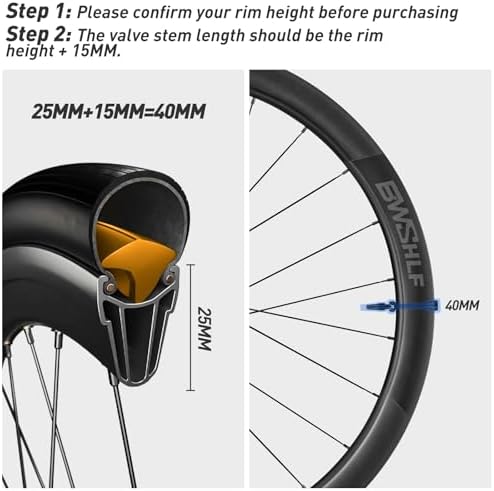 BWSHLF Tubeless Presta Valve Stem 40/44/55/60/65/80/100 mm, Super Light Alloy - Image 6