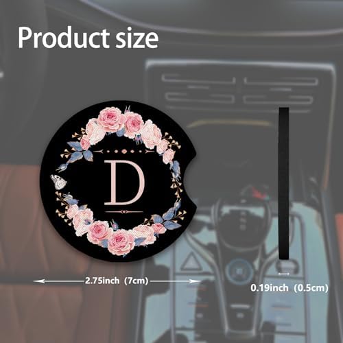 2pcs Letter D Car Coasters, Absorbent Universal neoprener Cup Holder Coasters - Image 3