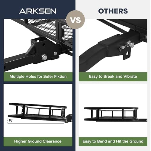 ARKSEN Folding Hitch Cargo Carrier w/Bag, Stabilizer - Image 6