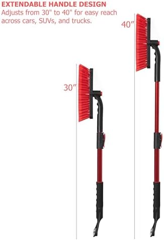 Gardenised 30-40" Extendable Aluminum Snow Brush & Ice Scraper 2-in-1 Winter - Image 2
