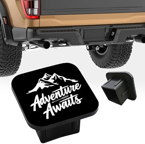 Trailer Hitch Cover, Adventure Awaits Mountains Tow Hitch Cover by Unknown