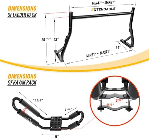 Model X35 Truck Rack with 8 Non-Drilling C-Clamps and Kayak J-Racks with - Image 2