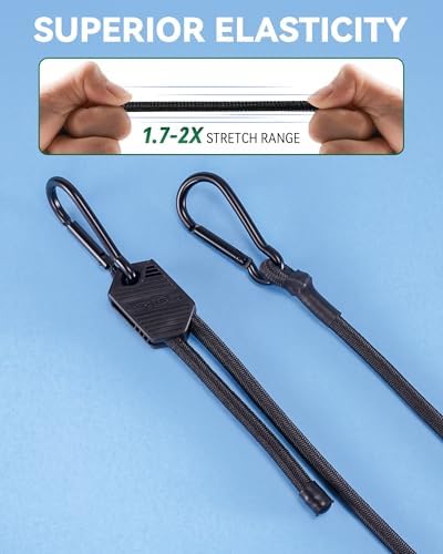 18" 36" 60" 80" Black Adjustable Carabiner Bungee Cords - Image 4