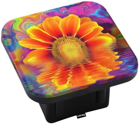 Swono Sunflower Tow Hitch Covers Bright Reflection Wave Colorful Sunflowers by Swono