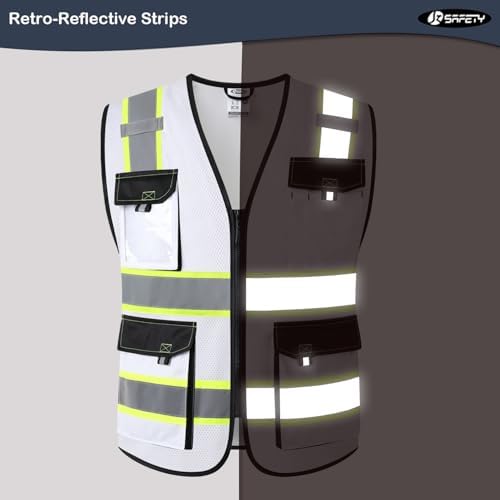 JKSafety Safety Vest for Men Women Hi Vis Reflective Vest JK220 White 3XL - Image 2