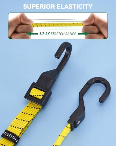Lucky Straps 4 Pack 3 Way Flat Adjustable Bungee Cords - Image 5