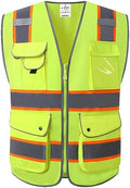 XIAKE 9 Pockets Class 2 High Visibility Reflective Safety Vest by XIAKE