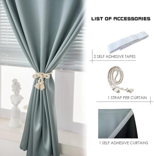 AJAZZ 100% Blackout Stick Curtain Portable Black Out Curtains Adhesive Curtains - Image 2