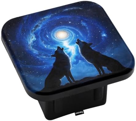 Swono Wolf Trailer Hitch Cover for 2" Receivers, Cosmos Galaxy Wildlife Wolf by Swono