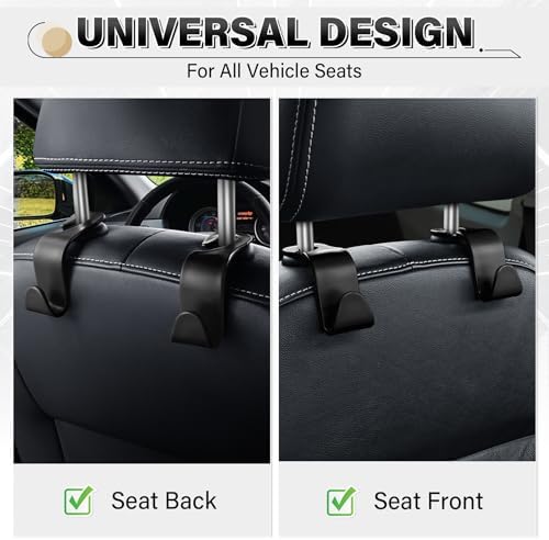 SINGARO 4 Pack Car Seat Headrest Hooks, Vehicle Back Seat Hanger Storage - Image 4