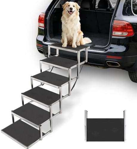 Dog Steps for Car & SUV – 6-Step Foldable Pet Stairs for Large Dogs, Non-Slip by Unknown