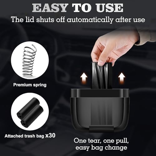 1 Pack Car Trash Can with Lid, Built-in Storage Garbage Bag - Image 4