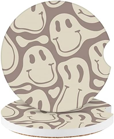 Car Coasters, 2.56 inches Ceramics Heat Resistant Anti Slip Cork Base Car by Watbro