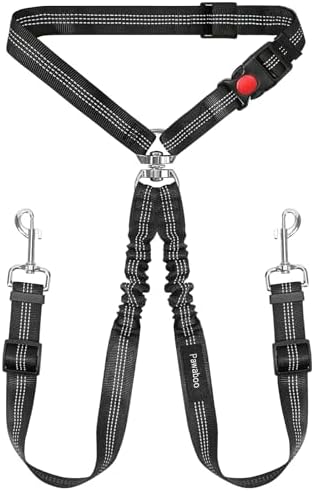 Pawaboo Dog Seat Belt for Car, Y Shape Two Dog Cars Harness for Cars Travel by Pawaboo