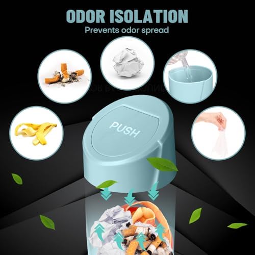 Car Trash Bin with Lid-2 Packs Garbage Can Cup Holder-Dark Green Mini Leakproof - Image 4