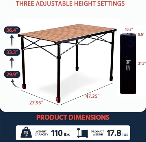 Large Roll-up Aluminum Camping Table – Adjustable Height, Heat-Resistant - Image 2