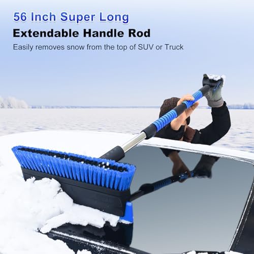 SEAAES 56 Inch Long Snow Brush Scraper and Snow Broom - Image 3