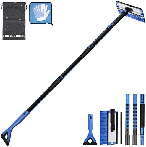 JOYTUTUS 61.3″ Ice Scraper and Long Handle Snow Brush, 270° Pivoting Extendable by JoyTutus