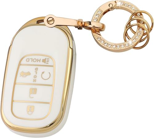 TPU Key Fob Cover with Bling Ring, Compatible with Honda Accord Civic HR-V CR-V by Aoocar