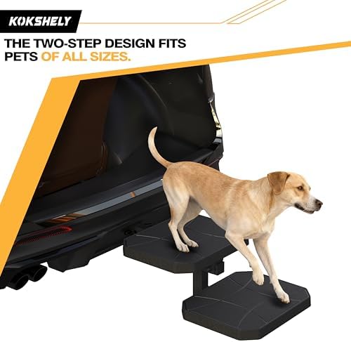 Dual-Step Foldable Pet Hitch Step, Foldable Two-Tier Flip-Out Dog Stairs Fits - Image 2