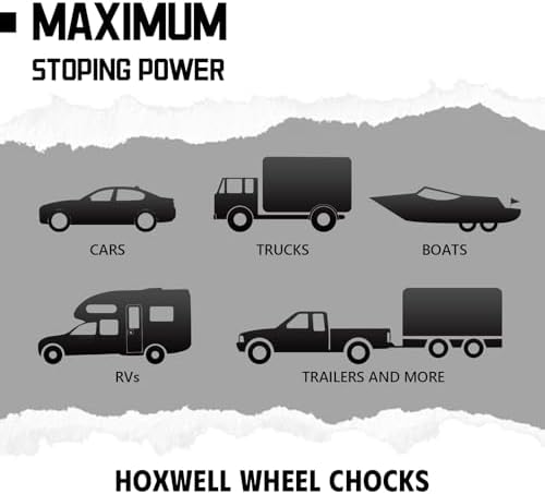 HOXWELL 4 Packs Wheel Chocks for Travel Trailers, Non Slip Black Wheel Chock - Image 5