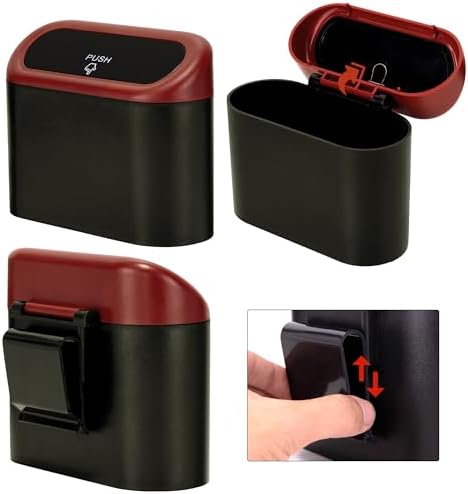 Ginsco Mini Car Trash Can with Lid, Small Car Garbage Can, Cute Leakproof ABS - Image 4
