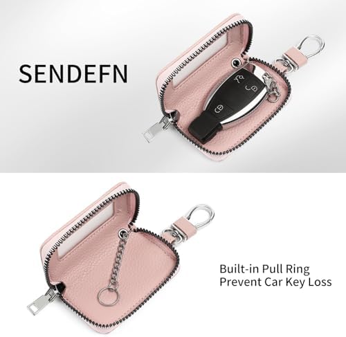 SENDEFN Universal Car Key Fob Case Leather Smart Remote Keychain Protector - Image 2