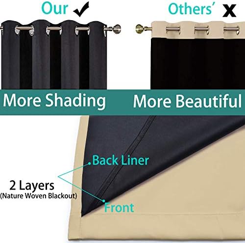 Yakamok Beige 100% Blackout Curtains 54 Inches Long - Image 5