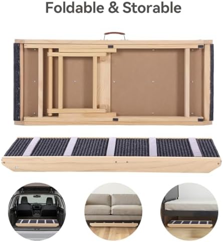 Dog Ramp for Couch, 39.4" Extra Wide Wooden Pet Ramp, 4 Adjustable Heights - Image 6