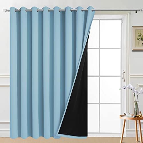Yakamok Sky Blue Blackout Patio Door Curtain Panels W100 x L84, 1 Panel by Yakamok