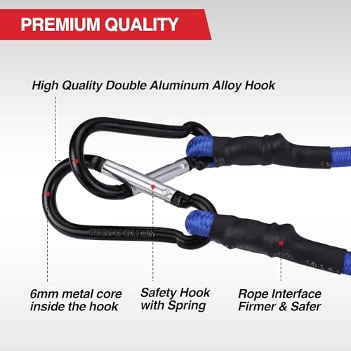 WORKPRO Bungee Cords with Hooks, 8-Piece Heavy Duty Outdoor Bungee Strap - Image 6