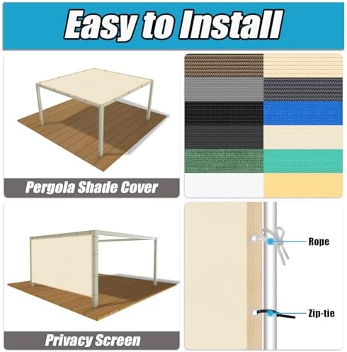 Amagenix 90% Pergola Shade Cover 8' X 13' Sun Shade Cloth - Image 4