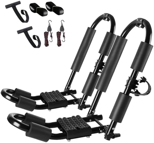 FORWODE Premium Kayak Roof Rack, 1 Pair J-Bar Roof Rack, Folding Adjustable Rack by FORWODE