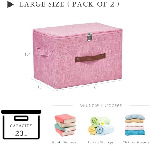 2PCS Storage Bins with Zipper Lids Decorative Lidded Basket Box - Image 3