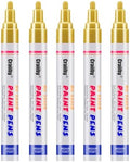 Craiiby Gold Paint Markers, 5 Pack Oil-Based Waterproof Quick Dry Permanent by Craiiby