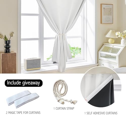 AJAZZ 100% Blackout Shades Window Cover Self Adhesive Curtains Sticky Curtain - Image 3
