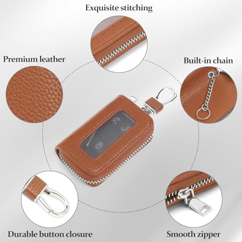SENDEFN Universal Car Key Fob Case Leather Smart Remote Keychain Protector - Image 5