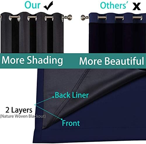 Yakamok Navy Blue Blackout Patio Door Curtain Panels W100 x L96, 1 Panel - Image 5