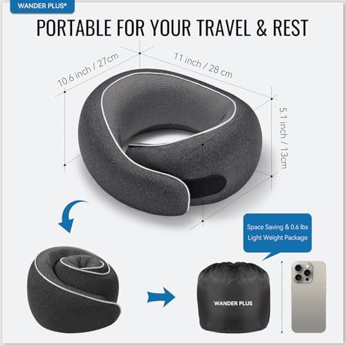 WANDER+® Travel Neck Pillow, Pure Memory Foam Neck Pillow - Image 3