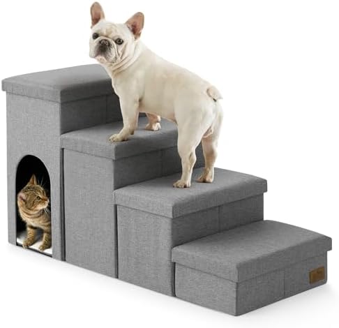 COZY KISS Dog Stairs with Storage, 22.6" H Dog Steps with Condo by COZYKISS