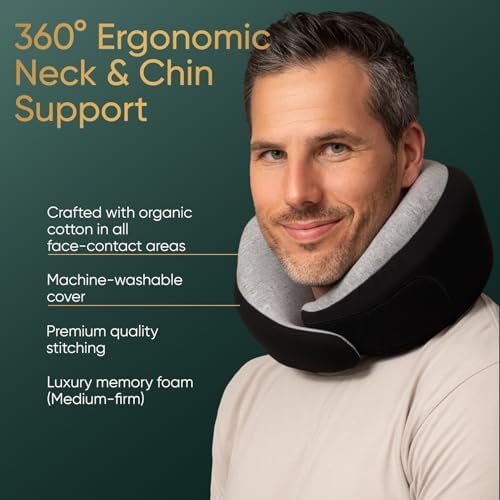 Proglobe Luxe Airplane Neck Pillow, Memory Foam, Organic Cotton - Image 4