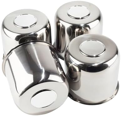 4Pcs 4.9" Stainless Trailer Wheel Center Caps, 4.47" H Chrome by DEWFLEW
