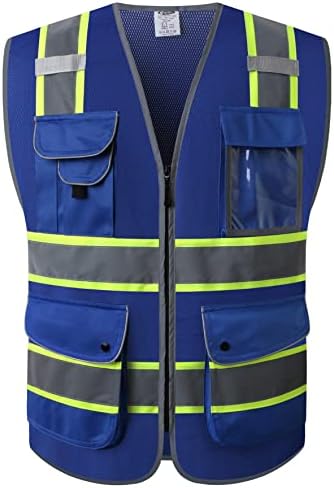 JKSafety Safety Vest for Men Women Reflective Hi Vis JK100 Blue 4XL by JKSafety