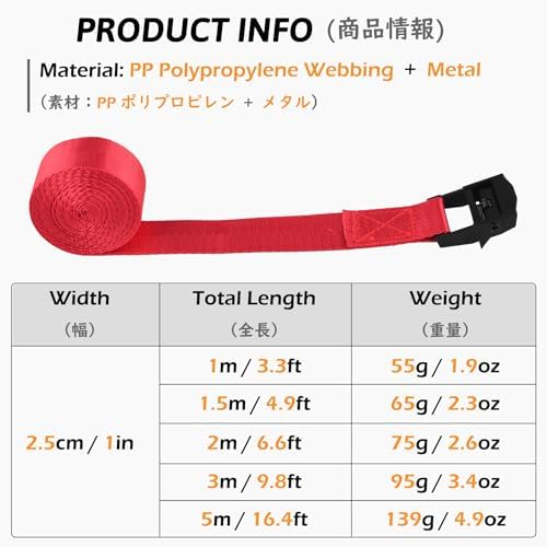 TRIWONDER Cinch Tie Down Strap Lashing Straps Heavy Duty Nylon Straps - Image 2