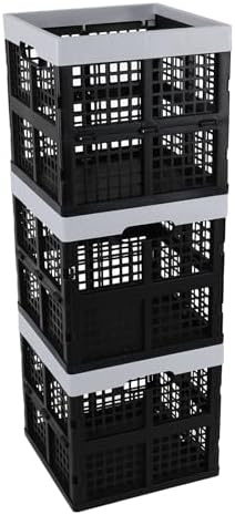 3 Packs 18 L Collapsible Milk Crate, 11 Inch Cube Storage Bin by Xowine