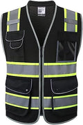 JKSafety Hi Vis Safety Vest for Men Women Cushioned Collar JK101 Black 3XL by JKSafety