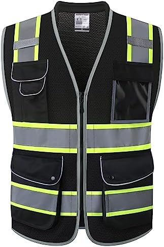 JKSafety Hi Vis Safety Vest for Men Women Cushioned Collar JK101 Black 3XL by JKSafety